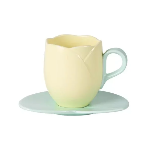 Charming 300ML Ceramic Flower Mug with Spoon – Ideal for Couples & Home Decor