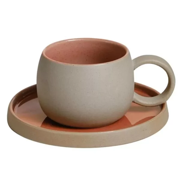 Japanese Style Ceramic Coffee Cup Set – Retro Rough Pottery Mugs and Plates for Afternoon Tea and Breakfast