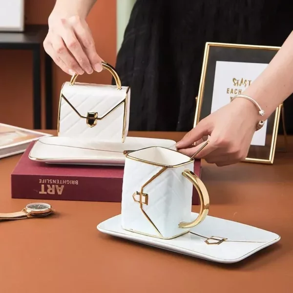 Chic Handbag-Inspired Ceramic Coffee Mug Set – Unique Drinkware for Tea & Coffee Enthusiasts
