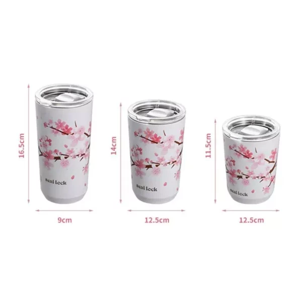 Cherry Blossom Stainless Steel Thermal Mug – Leak-Proof, Double Wall Insulated Coffee & Tea Tumbler