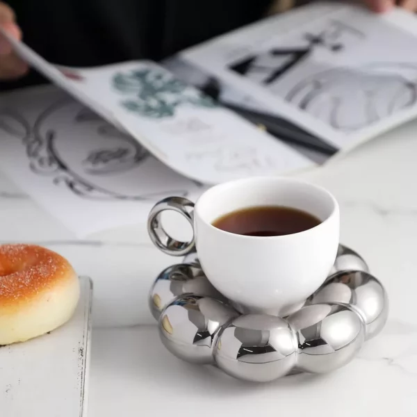 Sunflower Porcelain Teacup & Saucer Set – Eco-Friendly 200ml Home Drinkware for Breakfast & Teatime