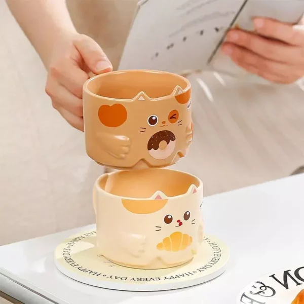 Ceramic Cat Ear Mug 300ML – Eco-Friendly Cartoon Porcelain Coffee Cup