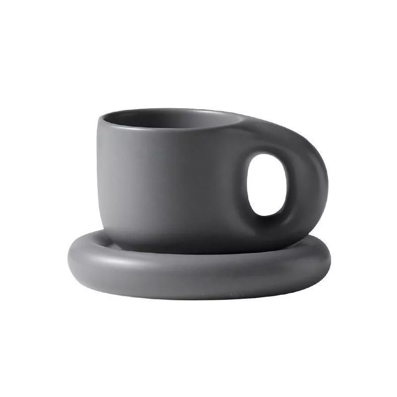 Nordic-Inspired Titanium Ceramic Mug with Lid – Summer Oval Plate, Coffee Tea Milk Cup for Home & Office