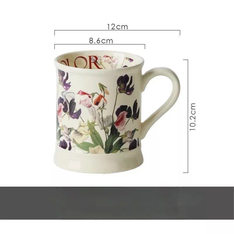 Chic Handgrip Ceramic Mug – Prairie Style, Floral Elegance for Office & Restaurant