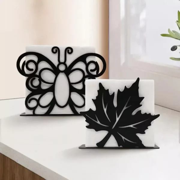 Elegant Iron Tissue Holder with Solid Base and Exquisite Pattern
