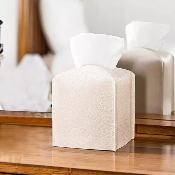 Modern PU Leather Square Tissue Box Cover Holder