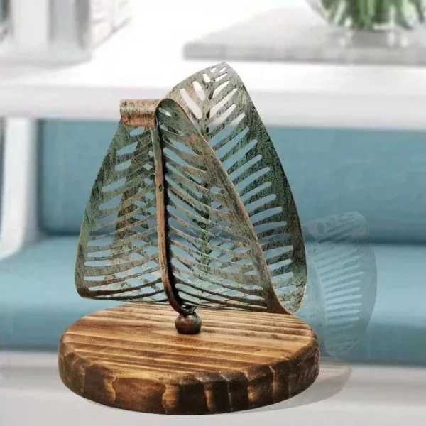 Elegant Metal Leaf Napkin Holder – Decorative Tabletop Accessory for Home and Hospitality
