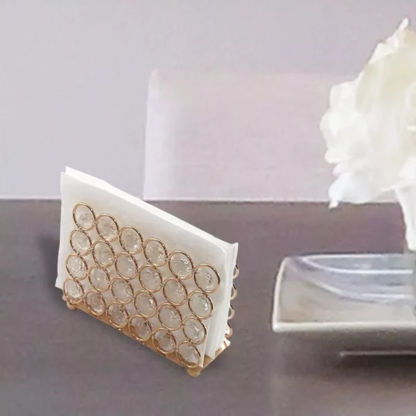 Elegant Gold Crystal Napkin Holder – Versatile Tissue Dispenser for Home and Hospitality