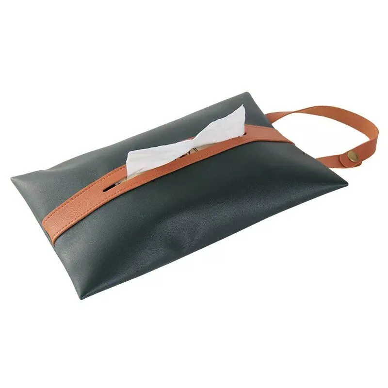 Elegant PU Leather Hanging Tissue Holder for Home and Car