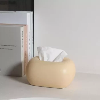 Minimalist Ceramic Tissue Box – Modern Style, Round Corner Desk Accessory