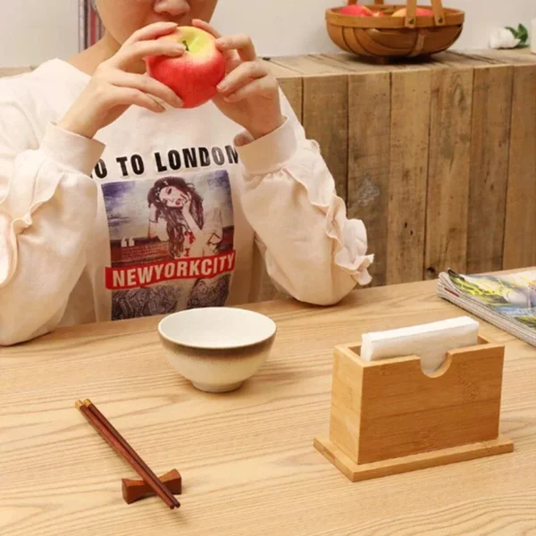 Elegant Bamboo Napkin Holder – Japanese Style Tabletop Tissue Box for Home and Hospitality