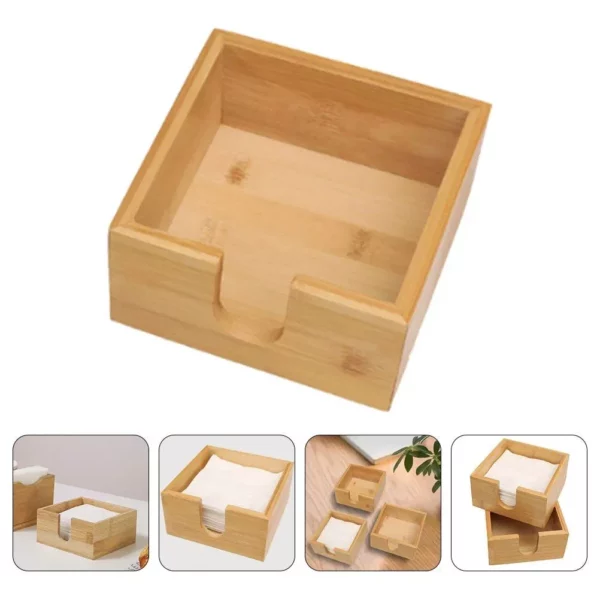 Bamboo Tissue Box – Multi-Function Square Napkin Holder for Home and Office