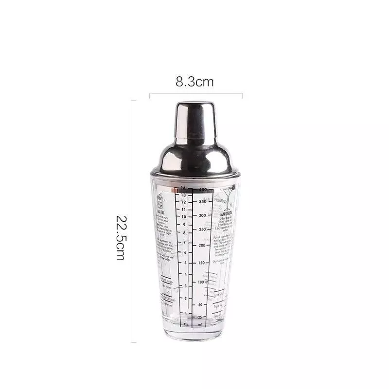 400ml High-Grade Borosilicate Glass Cocktail Shaker with Stainless Steel Accessories