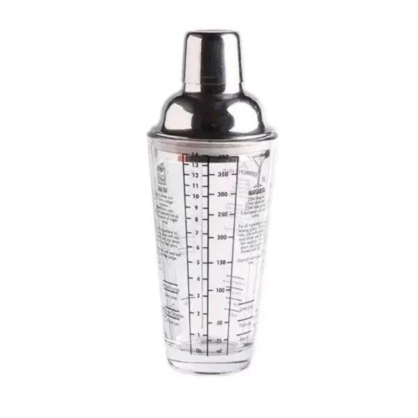 400ml High-Grade Borosilicate Glass Cocktail Shaker with Stainless Steel Accessories