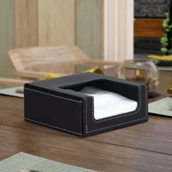 Elegant PU Leather Square Napkin Holder – Modern Tissue Dispenser for Home & Office Decor