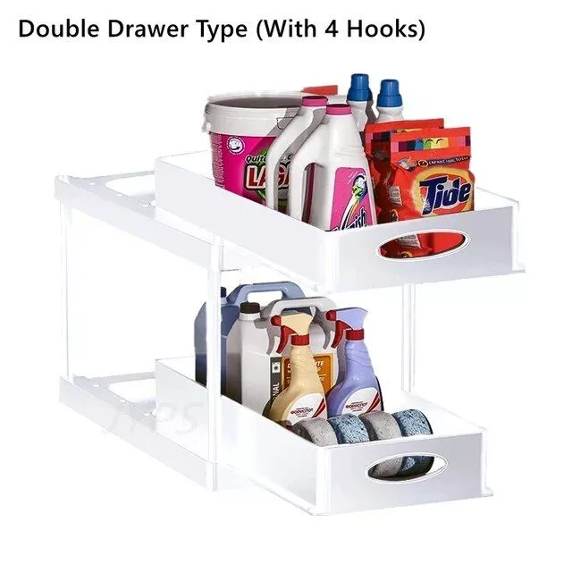 2-Tier Sliding Under-Sink Organizer – Multipurpose ABS Kitchen Storage Rack