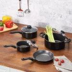 7-Piece Black Nonstick Aluminum Cookware Set