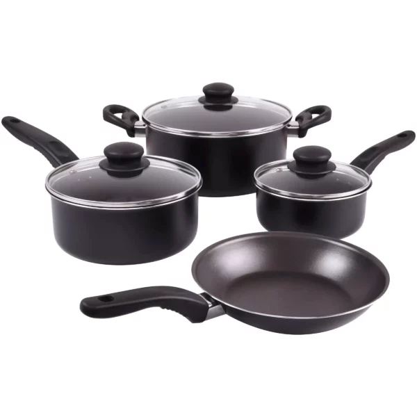 7-Piece Black Nonstick Aluminum Cookware Set