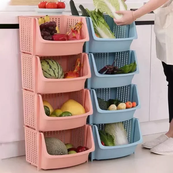 Multi-Layer Kitchen Storage Rack - Space-Saving Vegetable and Household Organizer - Image 3