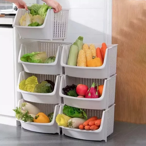 Multi-Layer Kitchen Storage Rack – Space-Saving Vegetable and Household Organizer