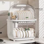 Deluxe Double-Layer Dish Drying Rack: Space-Saving Kitchen Organizer