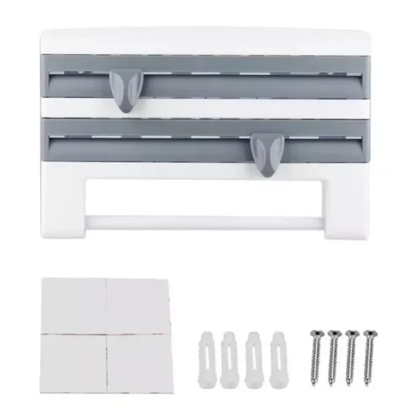 Multi-Function Kitchen Organizer: Wall-Mounted Wrap Cutter and Spice Rack - Image 7