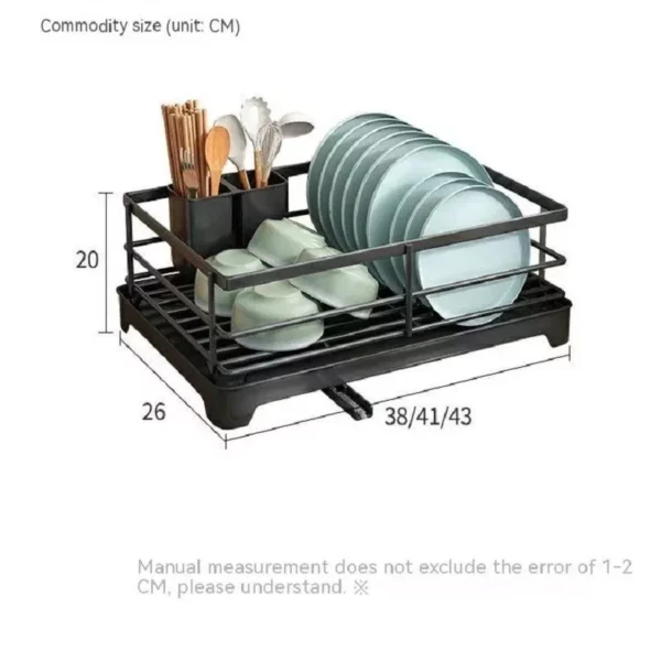 Multi-Functional Metal Dish Drying Rack with Drainboard and Utensil Holder - Image 6