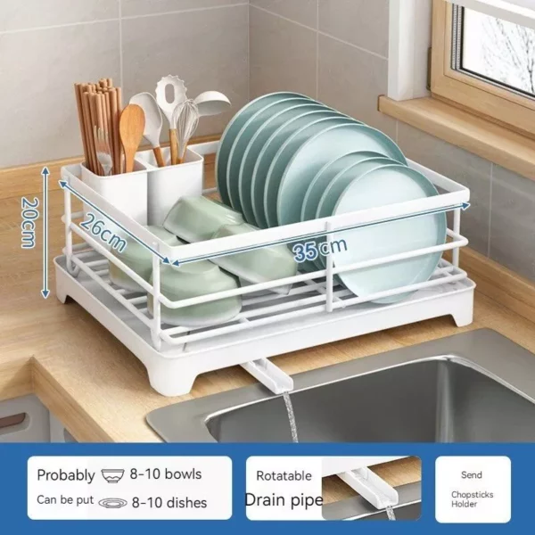 Multi-Functional Metal Dish Drying Rack with Drainboard and Utensil Holder