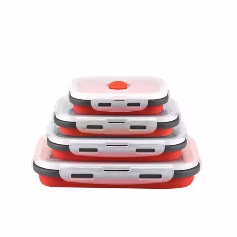 Eco-Friendly Silicone Collapsible Bento Box – 4 Piece Set, Microwavable & Freezer Safe