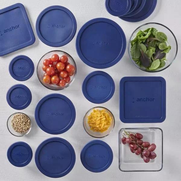 30-Piece Glass Food Storage Set with Navy Lids - Image 4