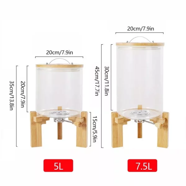 Modern Glass and Bamboo Food Storage Dispenser for Kitchen Organization - 5L/7.5L Capacity - Image 6