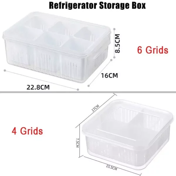 Multi-Grid Refrigerator Storage Box with Drain Basket - Image 6