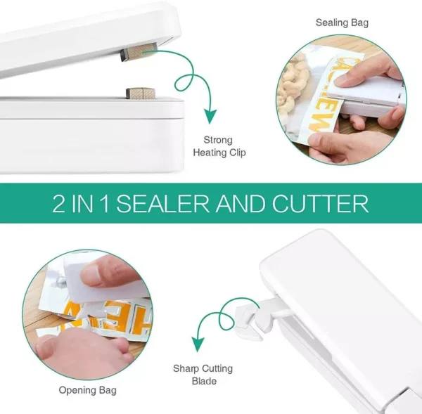 Compact 2-in-1 Rechargeable Handheld Bag Sealer & Cutter
