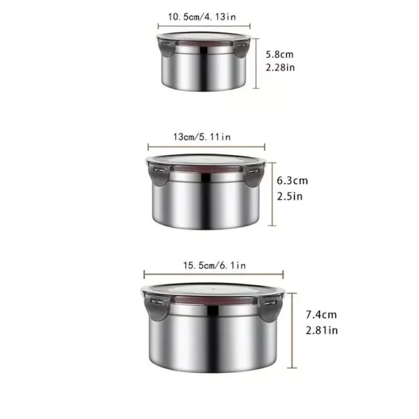 Eco-Friendly Stainless Steel Lunch Box Set – 3pcs Leakproof Food Storage Containers