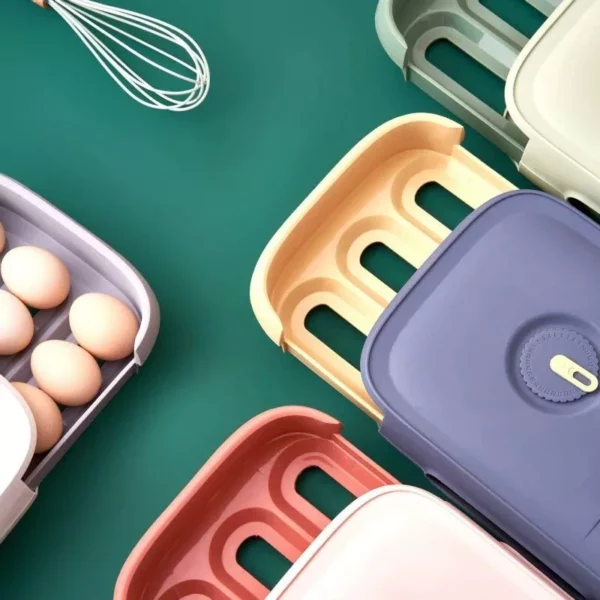 Efficient Space-Saving Refrigerator Egg Organizer with Rolling Drawer