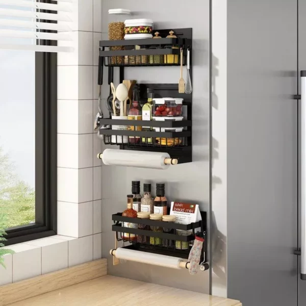 Multi-Tier Magnetic Kitchen Shelf: Space-Saving, Foldable, Versatile Organizer