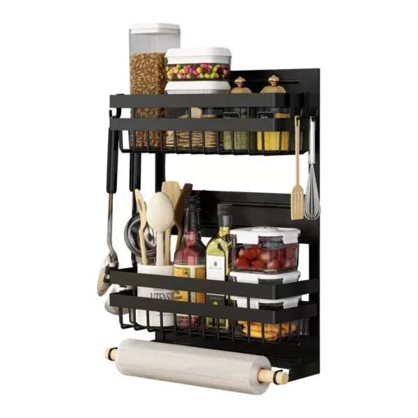 Multi-Tier Magnetic Kitchen Shelf: Space-Saving, Foldable, Versatile Organizer - Image 2