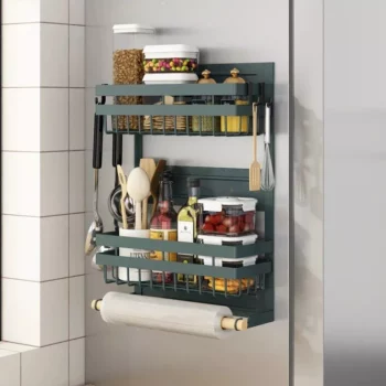 Multi-Tier Magnetic Kitchen Shelf: Space-Saving, Foldable, Versatile Organizer