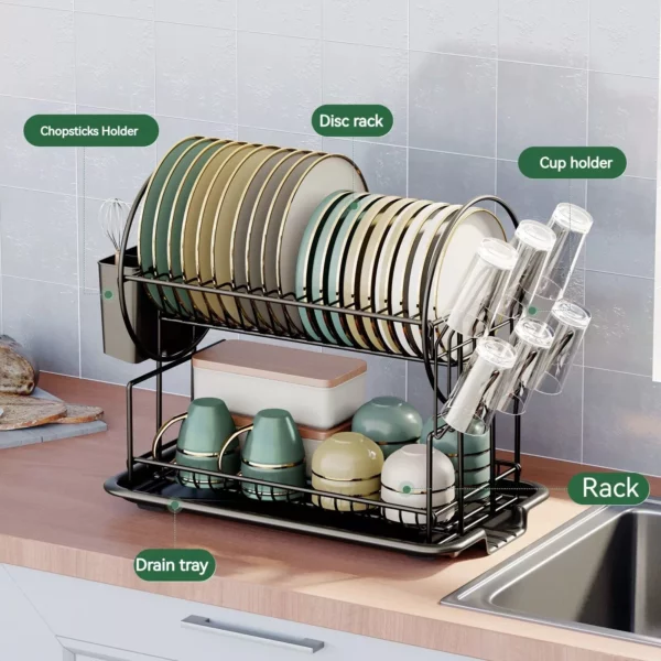 Multi-Purpose Metal Kitchen Organizer Rack with Drainboard