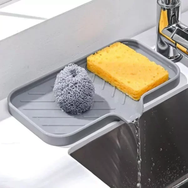 Multi-Purpose Silicone Sink Organizer Tray – Soap, Sponge & Brush Holder for Kitchen and Bathroom