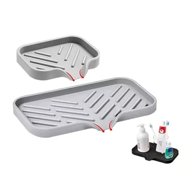 Multi-Purpose Silicone Sink Organizer Tray - Soap, Sponge & Brush Holder for Kitchen and Bathroom - Image 6