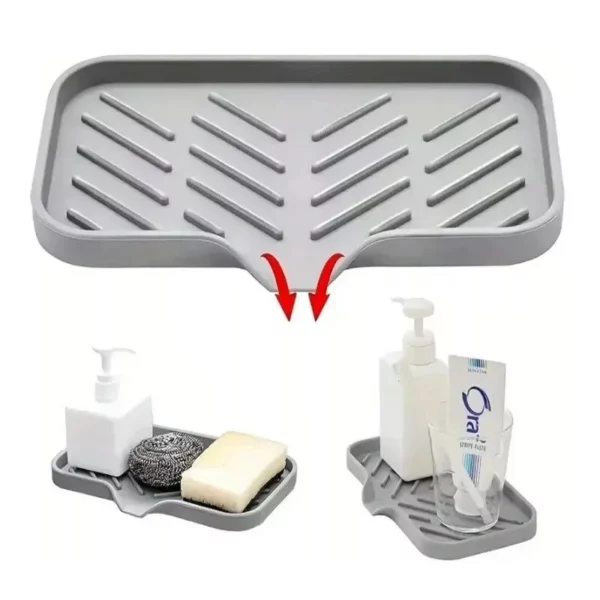 Multi-Purpose Silicone Sink Organizer Tray – Soap, Sponge & Brush Holder for Kitchen and Bathroom