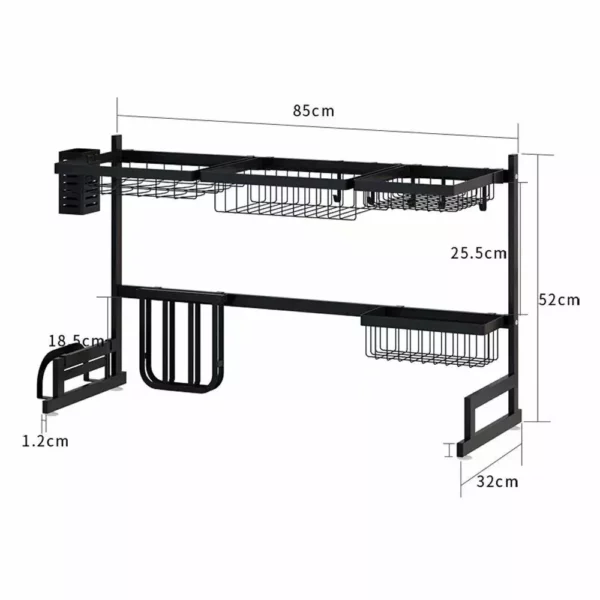 Multi-functional Over Sink Stainless Steel Dish Rack – Space-Saving Kitchen Organizer - Image 5