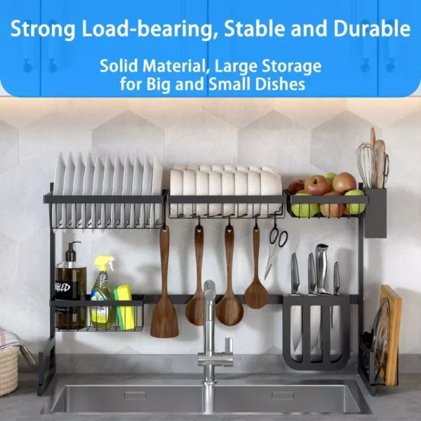 Multi-functional Over Sink Stainless Steel Dish Rack – Space-Saving Kitchen Organizer - Image 8