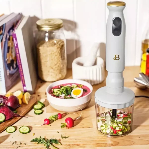 2-Speed Immersion Hand Blender with Chopper & Measuring Cup