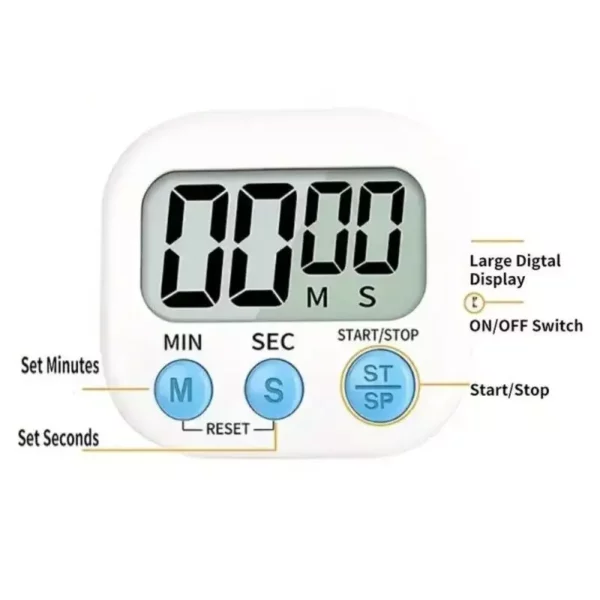 Digital Kitchen Timer with Magnetic LCD Countdown Display