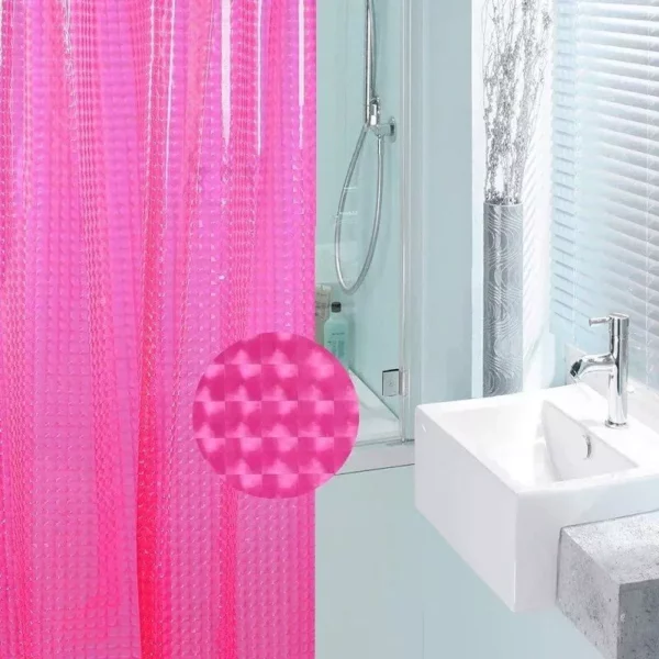 Elegant Pink 3D EVA Waterproof Shower Curtain, 180x180cm