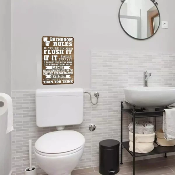 Charming Farmhouse Bathroom Humor Metal Tin Sign - Image 2