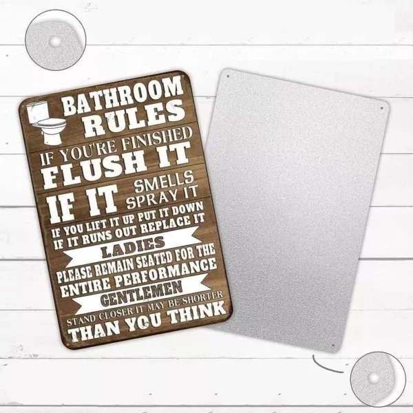 Charming Farmhouse Bathroom Humor Metal Tin Sign - Image 4