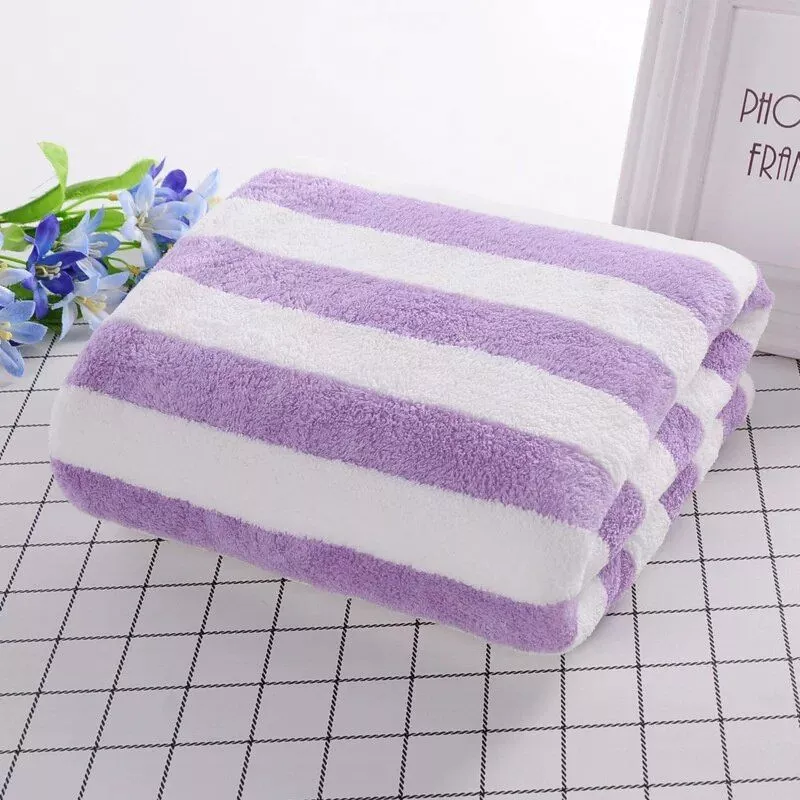 Quick-Dry Luxury Stripe Microfiber Bath Towel